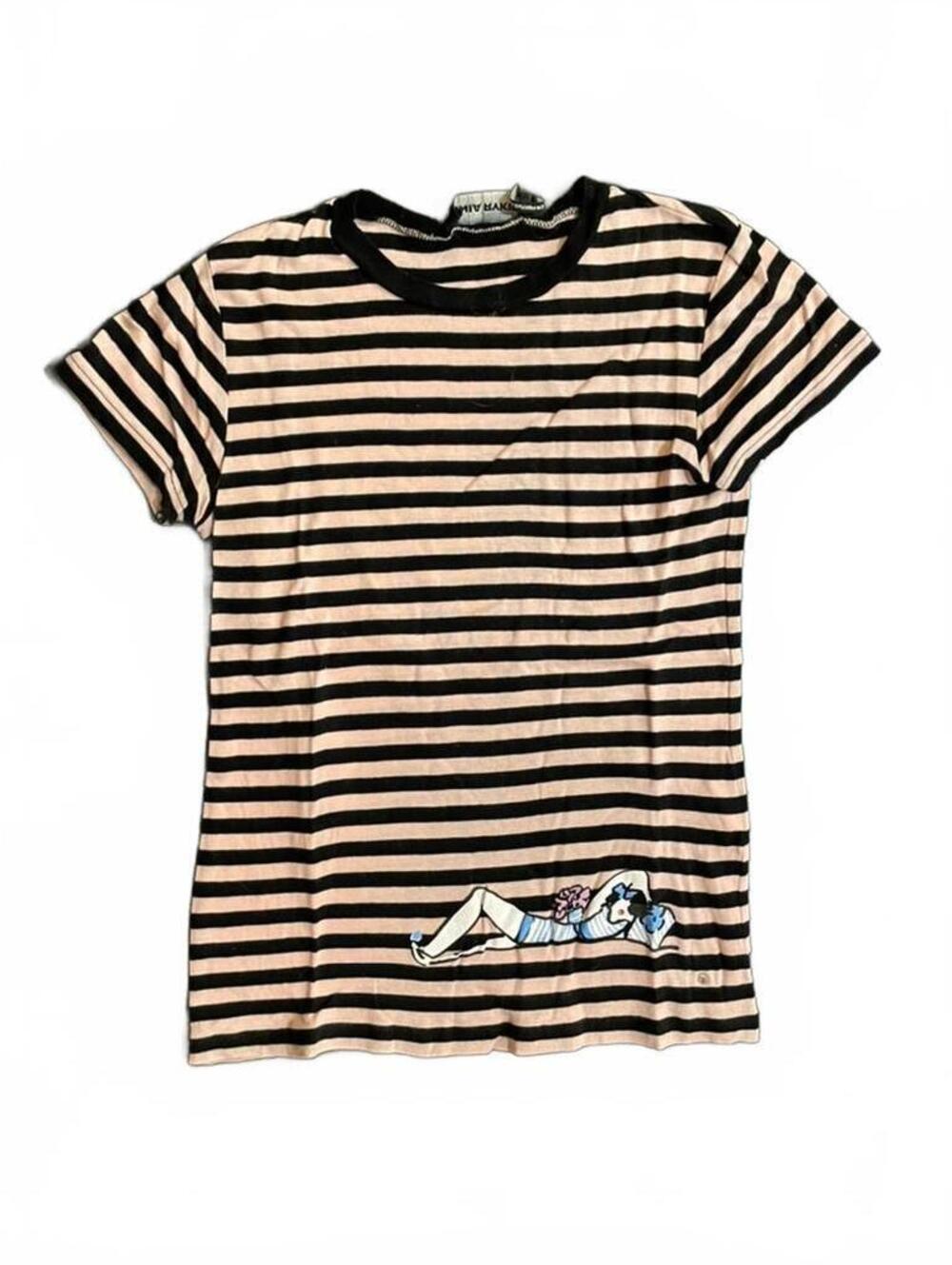 Sonia Rykiel Striped Short Sleeve T-Shirt with Graphic Detail